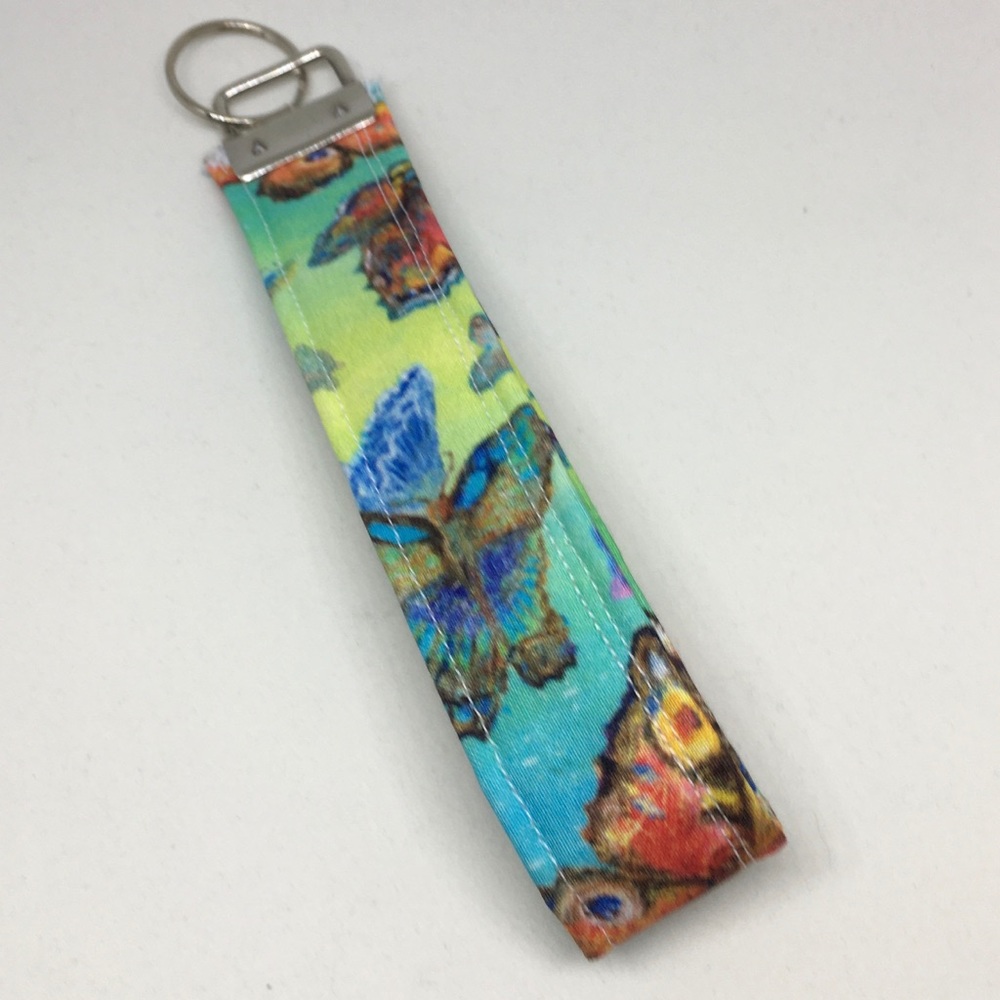 Key Fob Wristlet Keychain In Butterfly Print